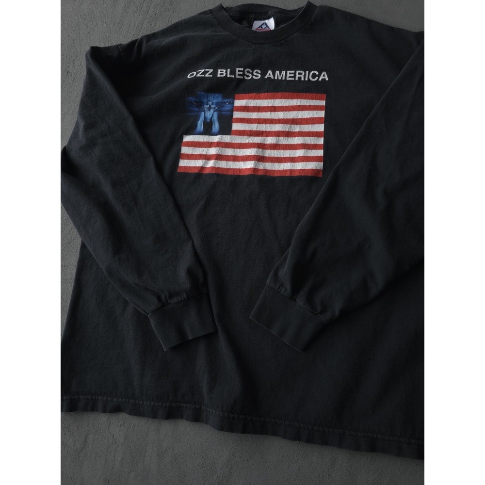 Vintage 2000s Y2K Ozz Bless America Ozzy Osbourne Long Sleeve Black T-shirt XL - Picture 5 of 9